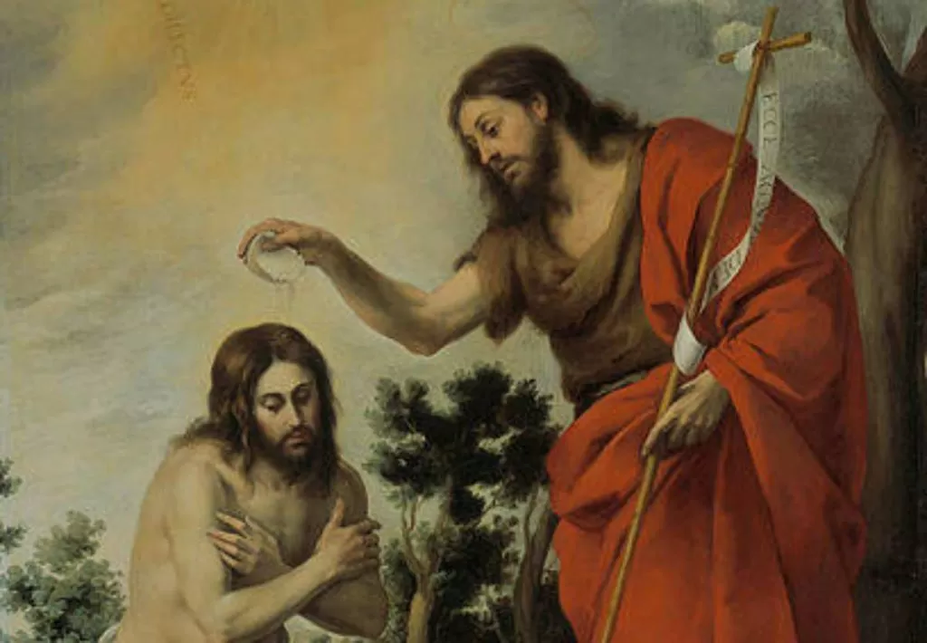 Dipinto di San Giovanni Battista che battezza Gesù