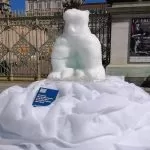 Perchè c’è una statua un orso polare di ghiaccio in piazza Castello?